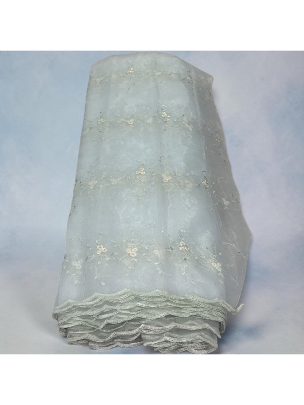 Sheer Embroidered Floral Organza Fabric Roll 15 Yards 54" Width Elegant Floral